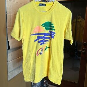 Blu Caribe Cuba 100% Cotton Yellow Tee Size Large